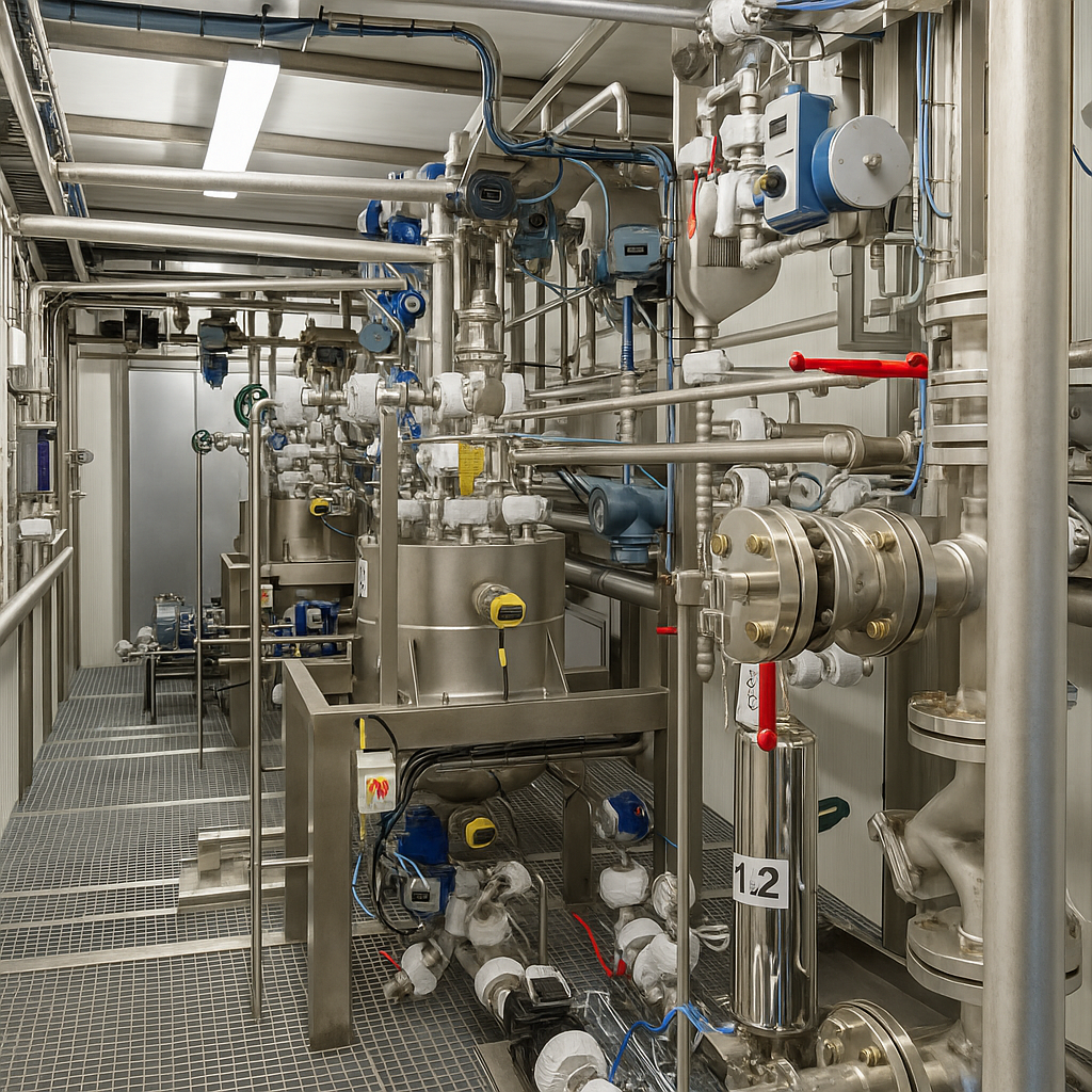 Couloir industriel et réseau de tuyaux